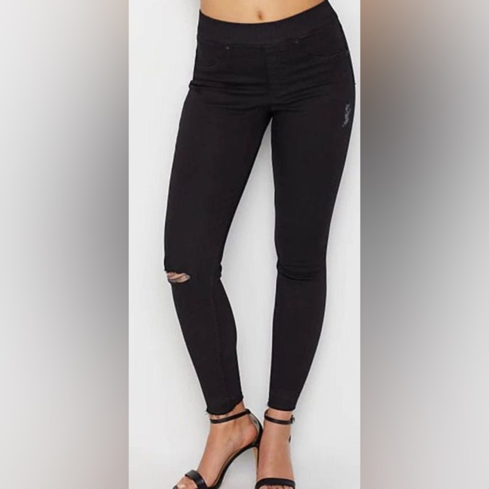 SPANX | Vintage Distressed Black Skinny Jeans Jeggings | Size Small